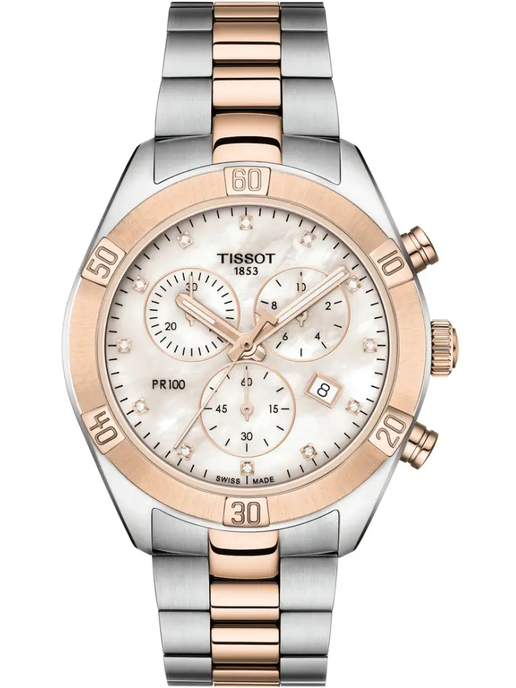 Tissot PR 100 Sport Chic Chronograph Silber / Rosé