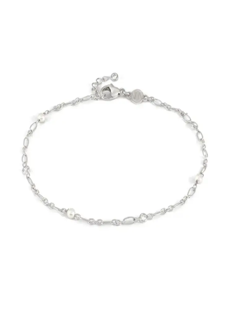 Fusskettchen Anklets in Silber mit weißen Perlen Fusskettchen Anklets in Silber mit weißen Perlen