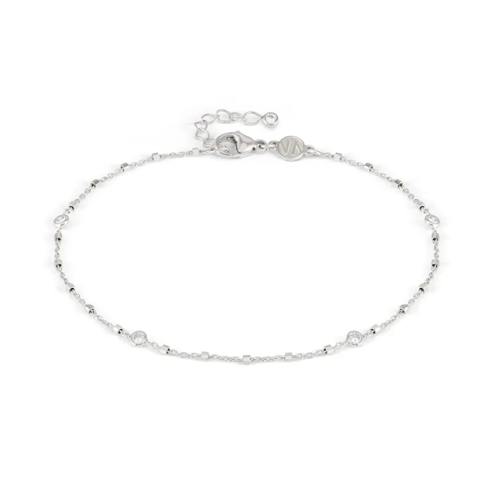 Fusskettchen Anklets in Silber mit runden Zirkonia Fusskettchen Anklets in Silber mit runden Zirkonia