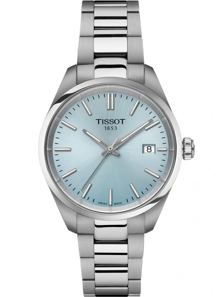 Tissot PR 100 Quarz 34mm Silber / Hellblau