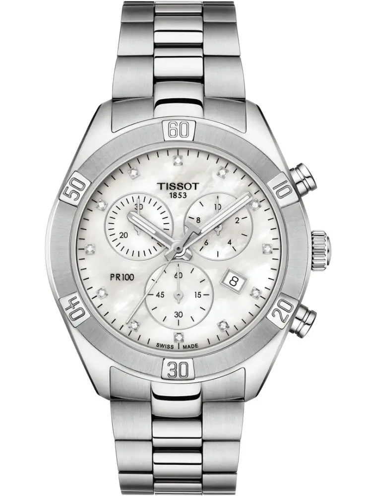 Tissot PR 100 Sport Chic Chronograph Silber / Perlmutt
