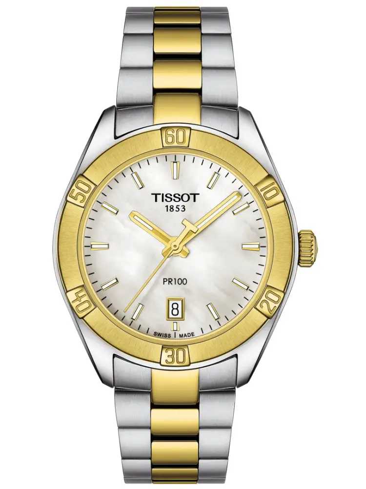 Tissot PR 100 Sport Chic Quarz 36mm Perlmutt / Gold