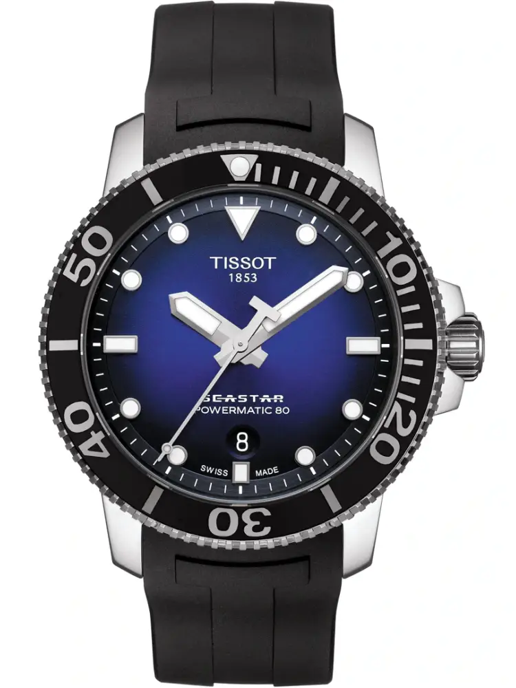 Tissot Seastar 1000 43mm Powermatic 80 Kautschuk Blau