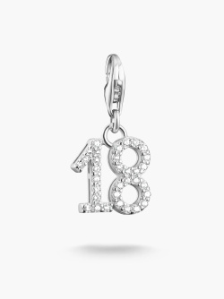 Charm Anhänger Zahl 18 Mit Weissen Steinen Silber