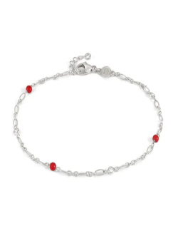 Fusskettchen Anklets in Silber mit Korallensteinen Fusskettchen Anklets in Silber mit Korallensteinen