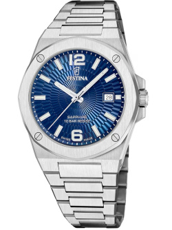 Festina Swiss Vallée Date Silbrig / Blau