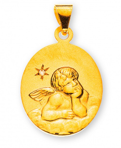 Anhänger Engel Gelbgold 18K mit 1 Diamant