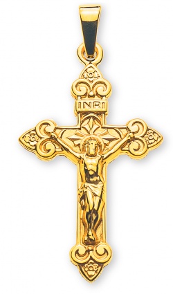 Anhänger Kreuz mit Christus Gelbgold 18K