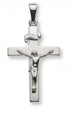Anhänger Kreuz mit Christus Weissgold 18K