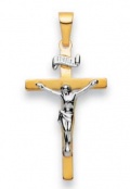 Weiss-/Gelbgold 750 (18 Karat) Kreuz mit Korpus