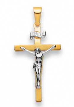 Weiss-/Gelbgold 750 (18 Karat) Kreuz mit Korpus