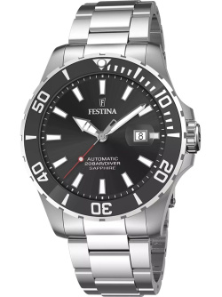 FESTINA AUTOMATIKUHR SCHWARZES STAHLARARMBAND, HERREN FESTINA AUTOMATIKUHR SCHWARZES STAHLARARMBAND, HERREN