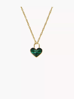 Fossil Sutton Halskette Modern Meadows Anhänger Heart rekonstruiert Malachit goldfarben