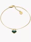 Fossil Sutton Gliederarmband Modern Meadows Anhänger Heart rekonstruiert Malachit goldfarben