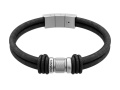 Fossil Machine Armband Rondelles mehrreihig schwarzes Leder