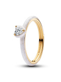 Ring Stackable White Chakra Heart Ring 14k Gold-plated