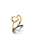 14 Karat vergoldeter Ring mit weißer Süßwasser-Zuchtperle und klarem Zirkonia