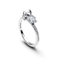 Disney stich stealing silver ring with clear cubic zirconia and black enamel