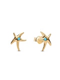 Starfish 14k gold-plated stud earrings with capri blue crystal