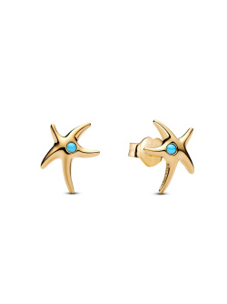 Starfish 14k gold-plated stud earrings with capri blue crystal Starfish 14k gold-plated stud earrings with capri blue crystal