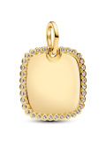 Gravierbarer Anhänger quadrat, 14K vergoldet, Zirkonia transparent