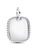 Pendant only Engravable Square Tag Pendant Sterling Silver 