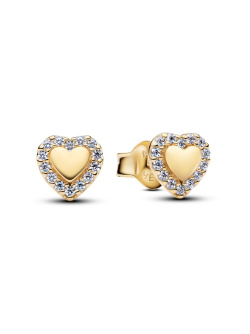 Heart Halo Stud Earrings 14k Gold-plated unique metal Heart Halo Stud Earrings 14k Gold-plated unique metal