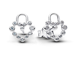 Sparkling Heart Padlock Stud Earrings Sparkling Heart Padlock Stud Earrings
