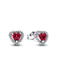 Elevated Red Heart Stud Earrings