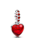 Charm dangle Red Murano Glass Heart Double Dangle Charm