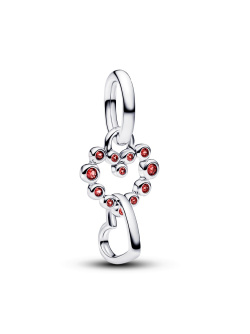 Connected Hearts & Red Stones Dangle Charm Connected Hearts & Red Stones Dangle Charm