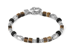 Nomination Instinctstyle Infinity Armband, Tigerauge und Achat schwarz, 22 cm