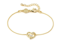 Nomination Dreams Beats Armband, Herz, CZ weiss, 18 cm, vergoldet