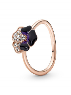Pandora Ring violettes Stiefmütterchen Rosé
