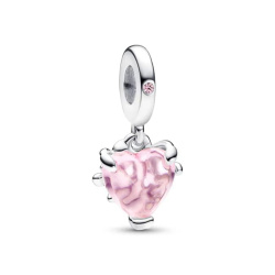 Pandora Moments Rosafarbener Stammbaum & Herz Charm-Anhänger