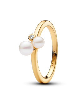 Pandora Ring Duo Treated Freshwater Cultured Pearls Vergoldet