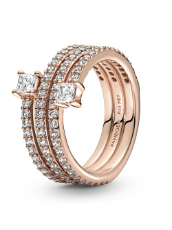 Pandora Ring Dreifach Funkelnd Rosé