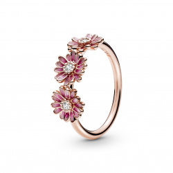 Pandora Ring Pink Daisy Flower Trio