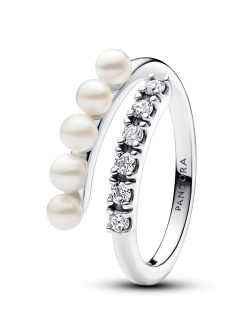 Pandora Ring Treated Freshwater Cultured Pearls & Pavé