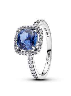 Pandora Ring Square Blue Halo