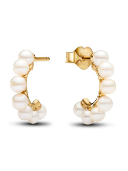 Pandora Creolen Treated Freshwater Cultured Pearls Open Hoop Vergoldet