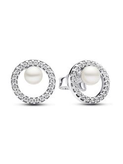 Pandora Ohrstecker Treated Freshwater Cultured Pearl & Pavé Halo