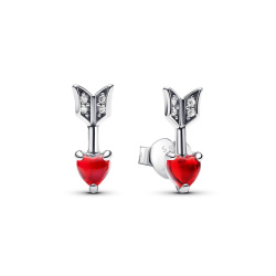 Stud Earrings Arrow & Murano Glass Heart