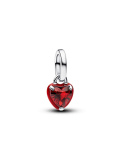 Pandora Red Chakra Heart Mini Dangle Charm Sterling silver Enamel