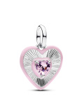 Pandora Medallions Radiating Pink Heart Medallion Charm Sterling silver Enamel