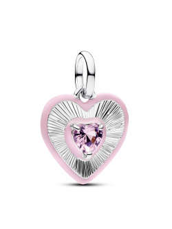 Pandora Medallions Radiating Pink Heart Medallion Charm Sterling silver Enamel Pandora Medallions Radiating Pink Heart Medallion Charm Sterling silver Enamel