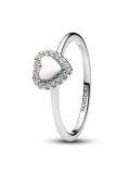 Pandora Gravierbarer Herz Strahlenkranz Ring Silber