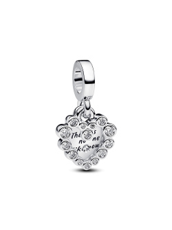 Pandora Funkelnder Doppel-Herzanhänger Charm Silber Pandora Funkelnder Doppel-Herzanhänger Charm Silber