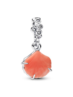 Pandora Coral Coloured Shell Double Dangle Charm Pandora Coral Coloured Shell Double Dangle Charm
