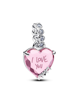 I Love You Mom Pink Dangle Charm